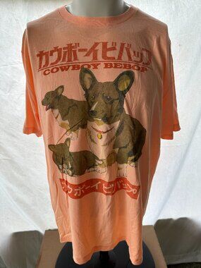 Cowboy Bebop Ein Pembroke Welsh Corgi Men's Peach T Shirt Size XL Sunrise Funima